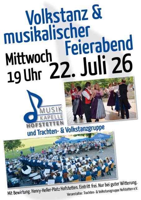 Volkstanz und musikalischer Feierabend | Henry-Heller-Platz Hofstetten