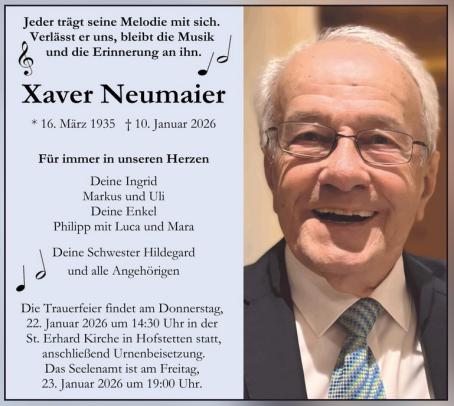 Traueranzeige Xaver Neumaier