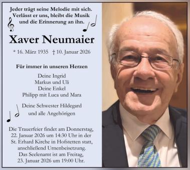 Traueranzeige Xaver Neumaier